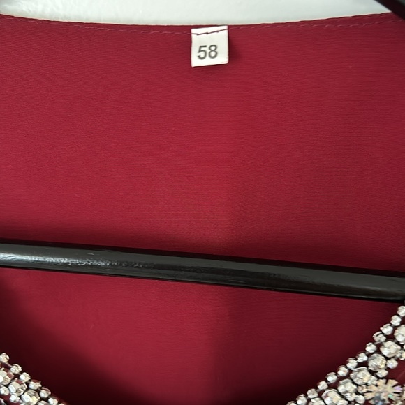 NWOT Maroon Abaya Kaftan Traditional Dress Ethnic Silver Floral Embroidery - Picture 6 of 10